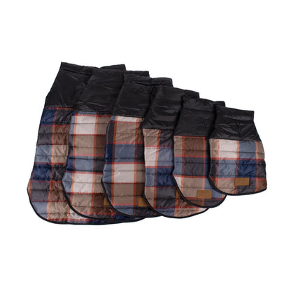 Pendleton Puffer Dog Coat | Reversible Warm Polyester Dog Jacket with Leash Slot & Adjustable Closures