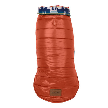 Pendleton Puffer Dog Coat | Reversible Warm Polyester Dog Jacket with Leash Slot & Adjustable Closures
