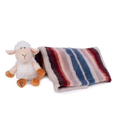 Pendleton Serape Rosewood Berber Pet Throw + Lamb Gift Set | Soft Berber Dog Blanket with Plush Lamb Toy