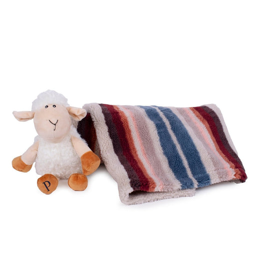 Pendleton Serape Rosewood Berber Pet Throw + Lamb Gift Set | Soft Berber Dog Blanket with Plush Lamb Toy
