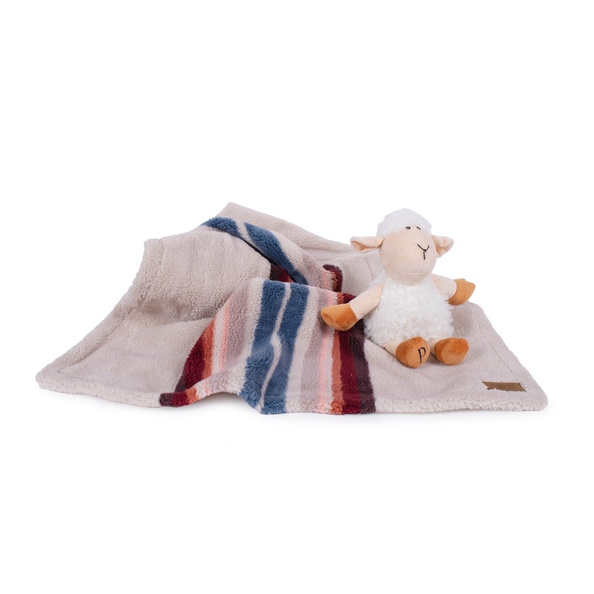Pendleton Serape Rosewood Berber Pet Throw + Lamb Gift Set | Soft Berber Dog Blanket with Plush Lamb Toy