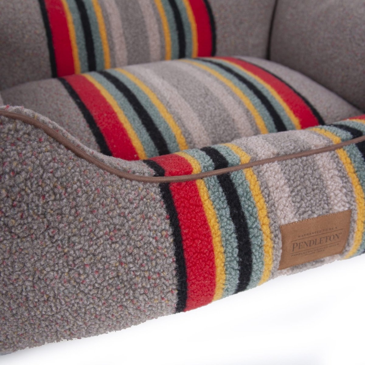 Pendleton Vintage Camp Kuddler | Berber Bolster Dog Bed with Recycled Fill & Washable Cover