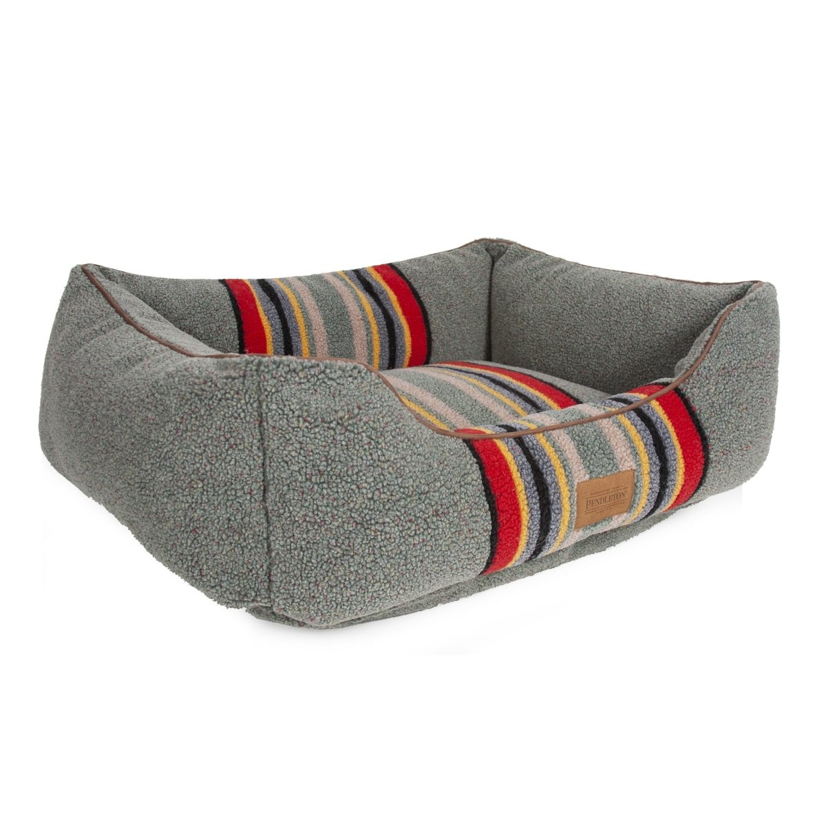 Pendleton Vintage Camp Kuddler | Berber Bolster Dog Bed with Recycled Fill & Washable Cover