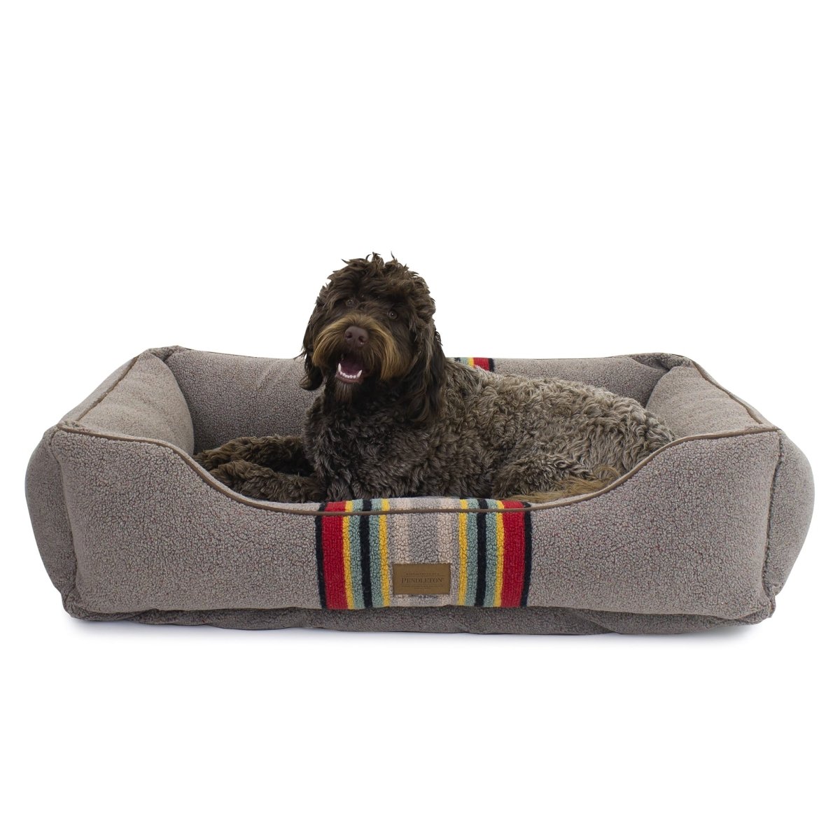 Pendleton Vintage Camp Kuddler | Berber Bolster Dog Bed with Recycled Fill & Washable Cover