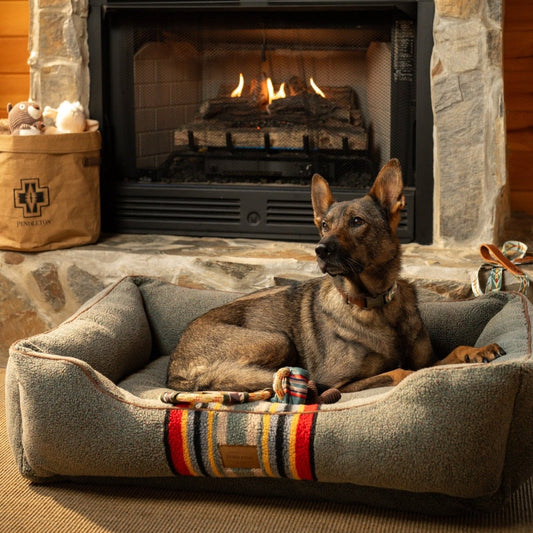 Pendleton Vintage Camp Kuddler | Berber Bolster Dog Bed with Recycled Fill & Washable Cover