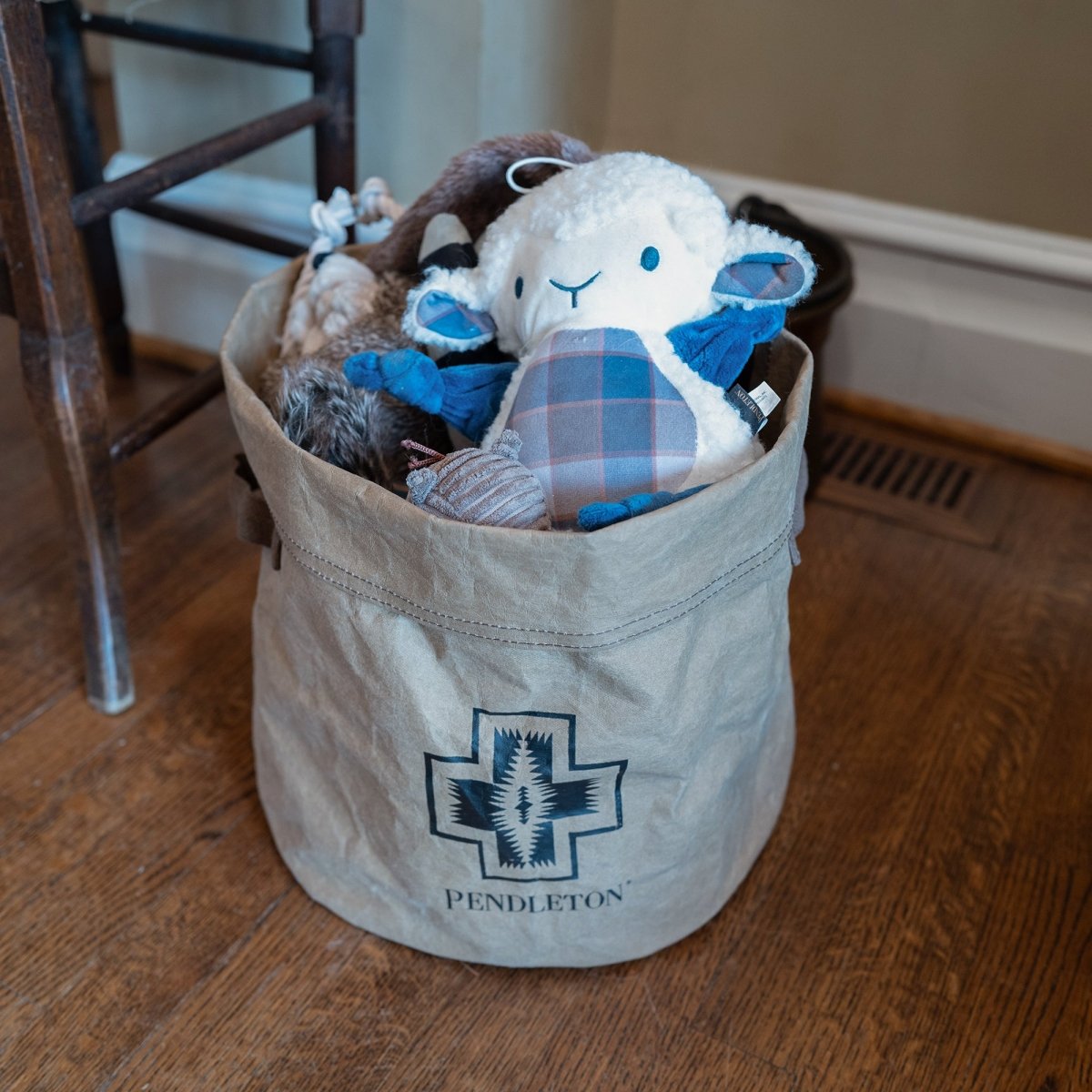Pendleton Washable Paper Toy Bucket | Eco-Friendly Leather-Like Storage Bin with Harding Pattern