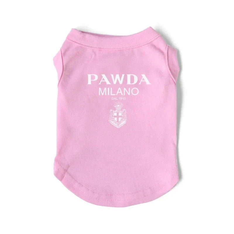 “Pawda” Dog T-Shirt – Stylish Prada-Inspired Designer Tee for Small, Medium & Large Dogs (XS–3XL)