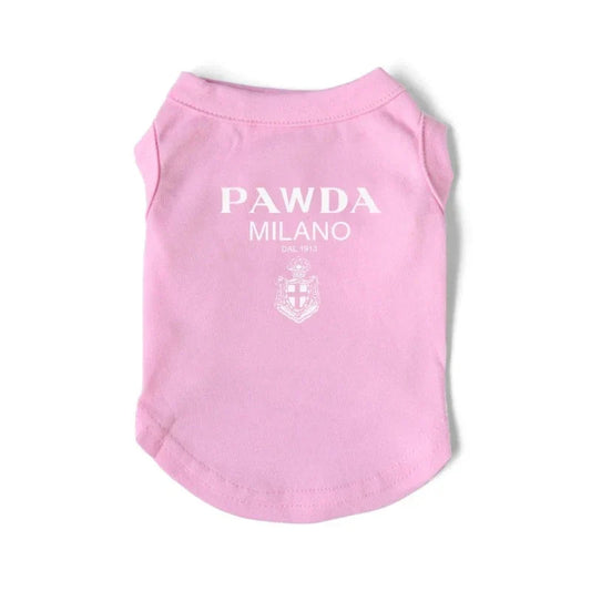 “Pawda” Dog T-Shirt – Stylish Prada-Inspired Designer Tee for Small, Medium & Large Dogs (XS–3XL)