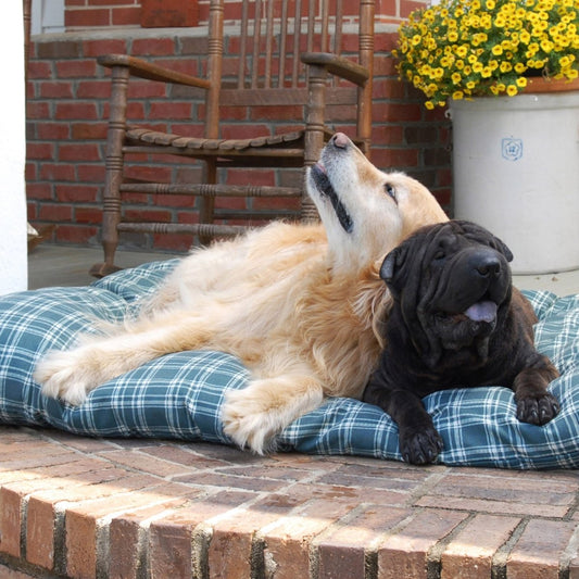 Plaid Shebang Rectangle Indoor/Outdoor Dog Bed | UV-Resistant Cover with Recycled MemoryFiber™ Fill