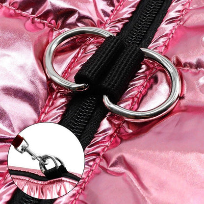 Chic Waterproof Puffer Dog Vest – Warm Lightweight Winter Jacket with Leash Ring (S–2XL)