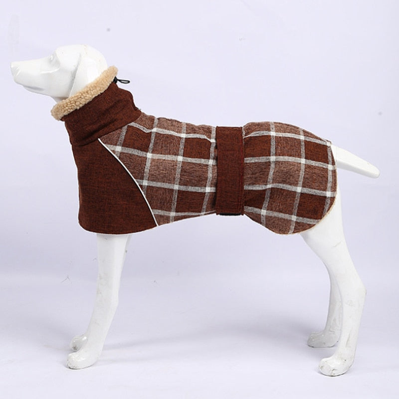 Plaid Hunting Lodge Large Dog Coat – Thermal Windproof Fleece-Lined Winter Jacket for Medium & Large Dogs | Posh Dog Life