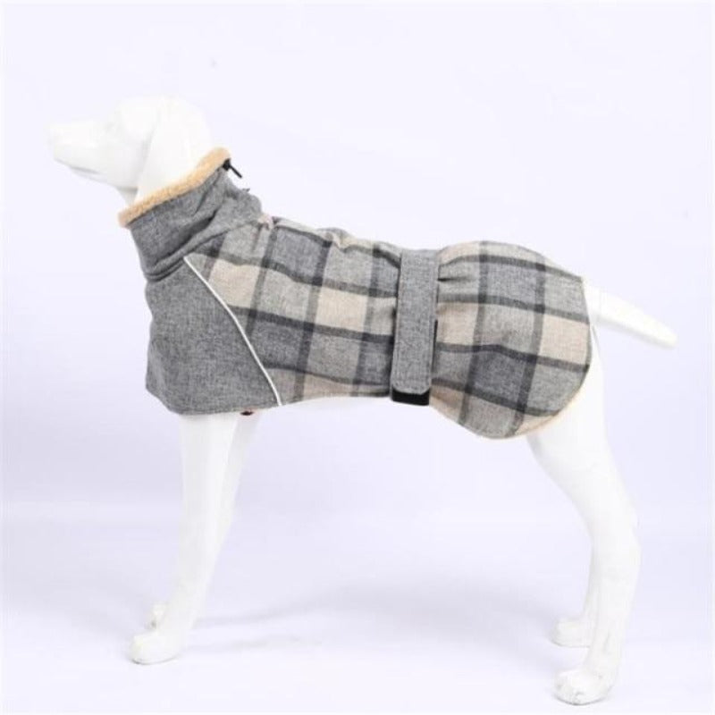 Plaid Hunting Lodge Large Dog Coat – Thermal Windproof Fleece-Lined Winter Jacket for Medium & Large Dogs | Posh Dog Life