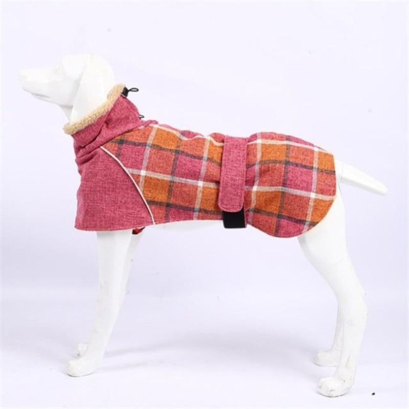 Plaid Hunting Lodge Large Dog Coat – Thermal Windproof Fleece-Lined Winter Jacket for Medium & Large Dogs | Posh Dog Life