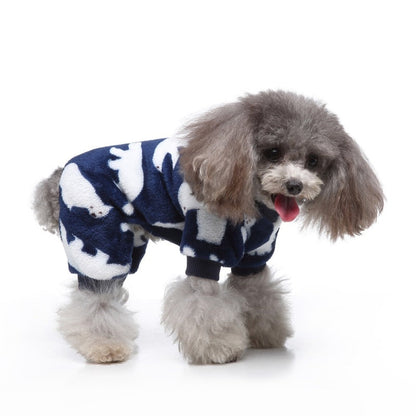 Polar Bear Onesie Dog PJs – Soft Winter Pajamas for Small & Medium Dogs (Pink or Navy, S–XL)