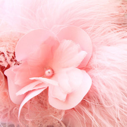 Designer Handmade “Sophia” Dog Party Dress – Luxury Pink Satin, Lace & Tulle Dress with Feathers and Floral Appliqué (XS–XL | Custom Sizes Available)