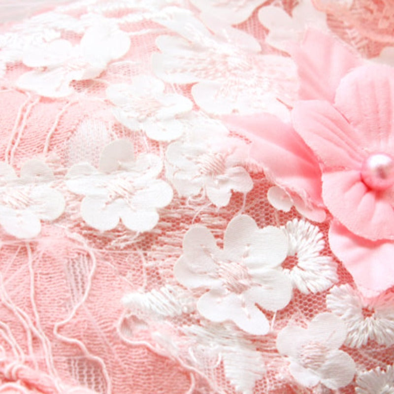 Designer Handmade “Sophia” Dog Party Dress – Luxury Pink Satin, Lace & Tulle Dress with Feathers and Floral Appliqué (XS–XL | Custom Sizes Available)