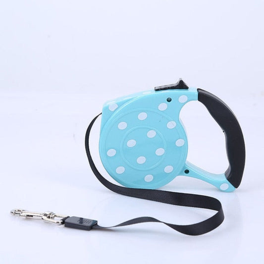 Polka Dot Retractable Dog Leash – 5M Stylish Nylon Lead for Small & Medium Dogs | Posh Dog Life