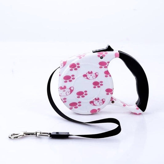 Pink Paws Retractable Dog Leash | 5M Reflective Lead for Small & Medium Dogs