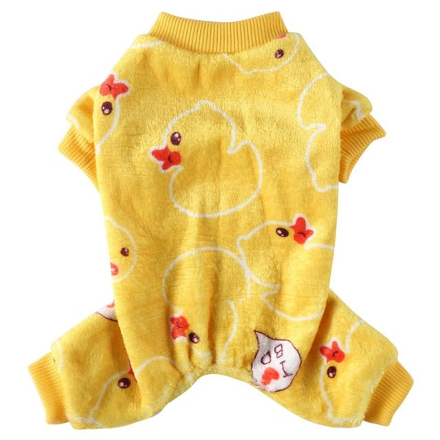 Yellow Rubber Ducky Onesie Dog Pajamas – Cozy Warm Sleepwear for Small & Medium Dogs | Soft Breathable Fabric | Posh Dog Life
