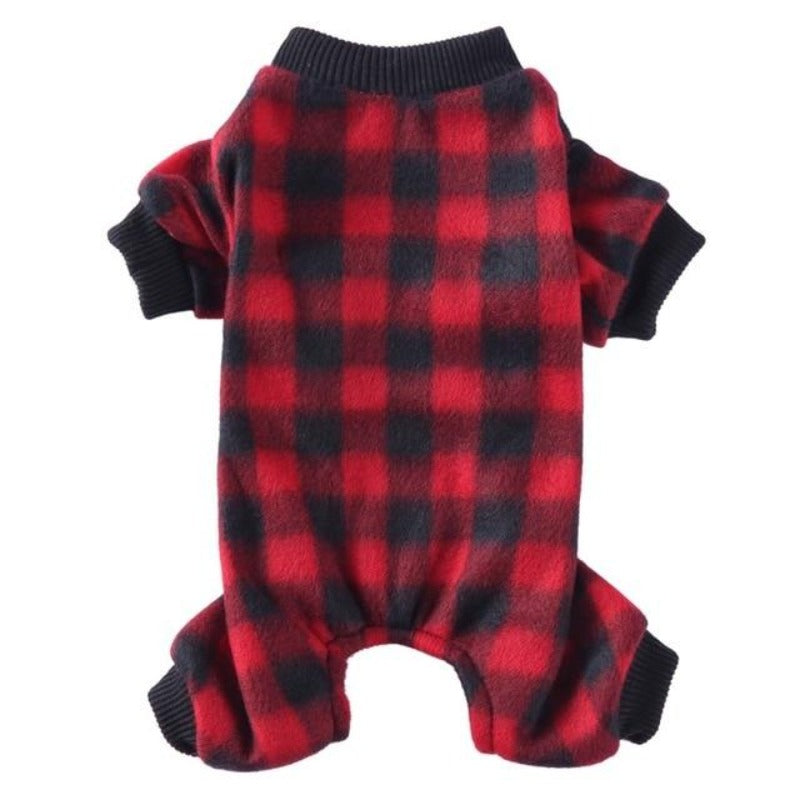 Red Plaid Dog Onesie Pajamas – Cozy Winter PJs for Small & Medium Dogs | Posh Dog Life