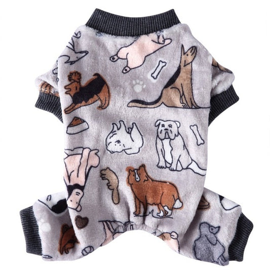 Gray Doggy Play Onesie Pajamas – Soft Winter Dog PJs for Small & Medium Breeds | Posh Dog Life