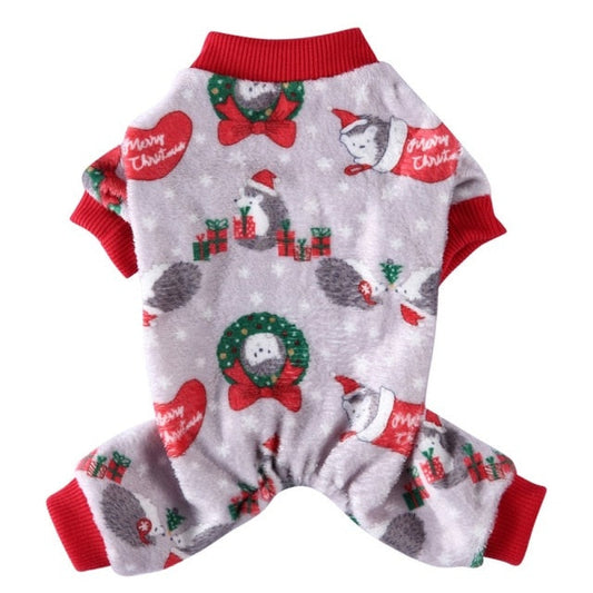 Christmas Hedgehogs Onesie Dog PJs | Cozy Winter Pajamas for Small & Medium Dogs