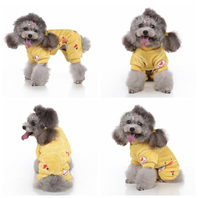 Yellow Rubber Ducky Onesie Dog Pajamas – Cozy Warm Sleepwear for Small & Medium Dogs | Soft Breathable Fabric | Posh Dog Life