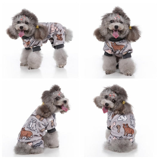 Gray Doggy Play Onesie Pajamas – Soft Winter Dog PJs for Small & Medium Breeds | Posh Dog Life