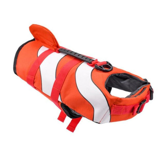 Clownfish Dog Life Jacket | Buoyant Waterproof Safety Vest – Adjustable, Size L