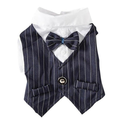 Pinstripe Dog Suit Vest Set – Classic Formal Outfit for Small & Medium Dogs (S–2XL, 3 Colors Available)