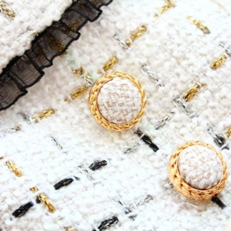 Designer Chanel-Inspired Tweed Dog Dress Coat – Handmade Luxury Dog Coat with Fur Trim, Lace & Tulle Skirt (S–2XL, Custom Sizes Available)