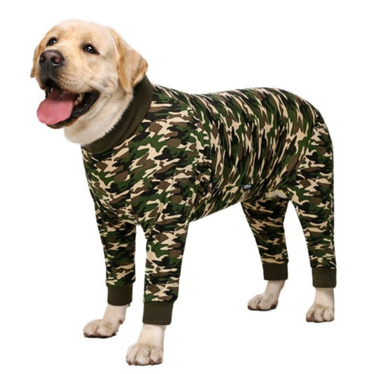 Camouflage Onesie Large Dog PJs – Cozy Cotton Pajamas for Medium & Large Dogs (Sizes 26–38)