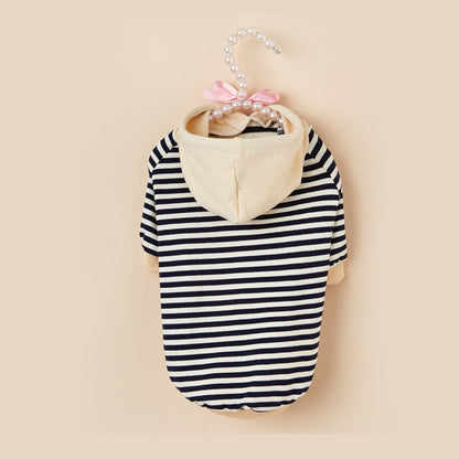 Striped Sailor Dog Hoodie – Classic Navy & Cream Cotton Hoodie for Small Dogs (XS–XL)