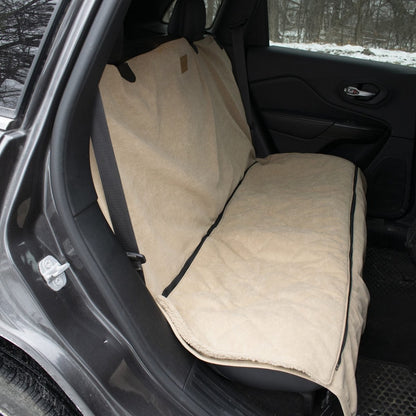 Protective Microfiber Car Bench Seat Cover | Quilted Reversible Dog Car Seat Protector with Sherpa & Universal Fit