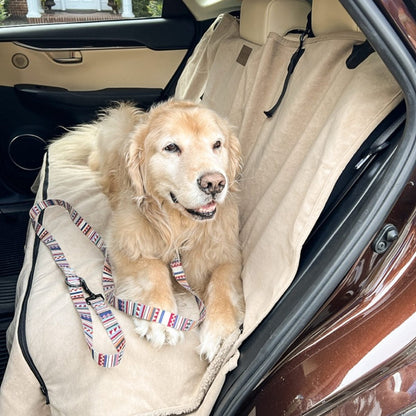 Protective Microfiber Car Bench Seat Cover | Quilted Reversible Dog Car Seat Protector with Sherpa & Universal Fit