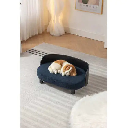 Scandinavian Elevated Pet Sofa Bed | Modern Dog & Cat Couch with Solid Wood Legs & Velvet Cushion