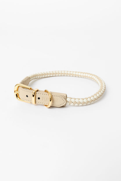 Rolled Braided Dog Collar – Hypoallergenic, Waterproof & Brass Hardware (Pupwell)