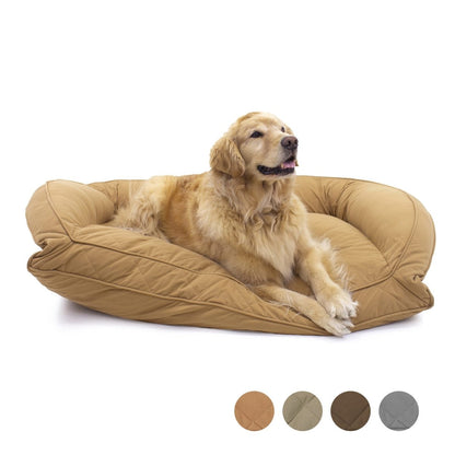 Quilted Microfiber Bolster Dog Bed | Washable Tailored Cover with Recycled MemoryFiber™ or Orthopedic Foam Inserts