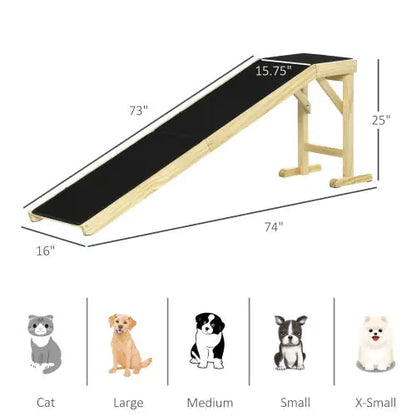 Dog Bed Ramp with Non-Slip Carpet & Top Platform | Wooden Pet Ramp for Beds, Couches & Seniors