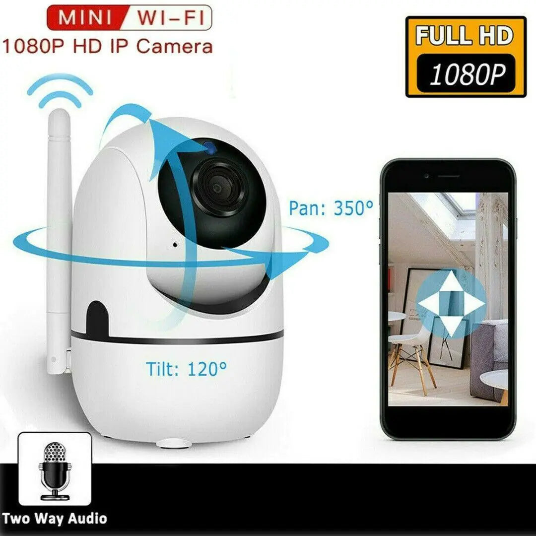 1080P WiFi Indoor Security Camera with Night Vision, Motion Alerts & Two-Way Audio