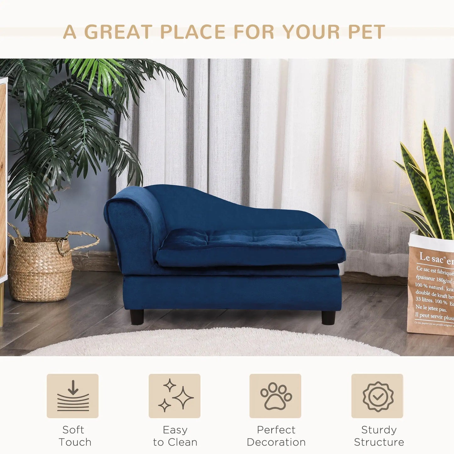 Luxury Small Dog Sofa Bed with Hidden Storage – 3" Foam Cushion, Modern Pet Furniture for Small Dogs