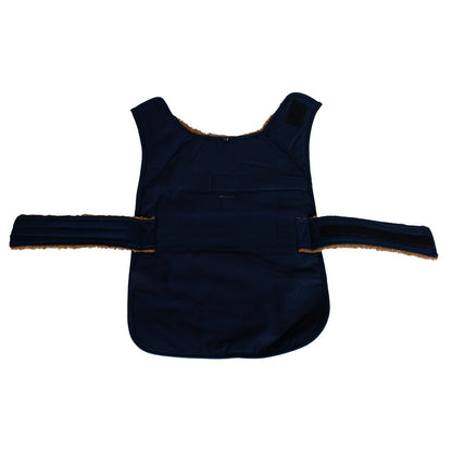 Shinola Brand Stripe Berber Dog Coat – Rust | Warm Shearling Dog Jacket with Adjustable Belt & Harness Slit (XS–2XL)