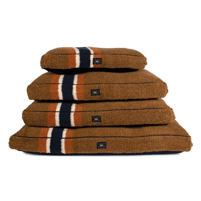 Shinola Brand Stripe Berber Napper Dog Bed | Plush Shearling Bed with Recycled Fill & Washable Cover