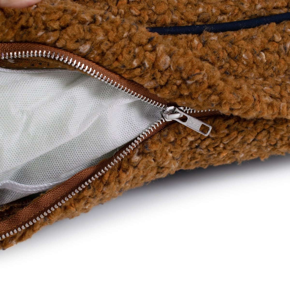 Shinola Brand Stripe Berber Napper Dog Bed | Plush Shearling Bed with Recycled Fill & Washable Cover