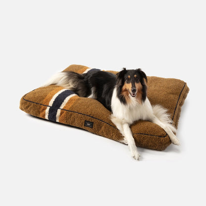 Shinola Brand Stripe Berber Napper Dog Bed | Plush Shearling Bed with Recycled Fill & Washable Cover