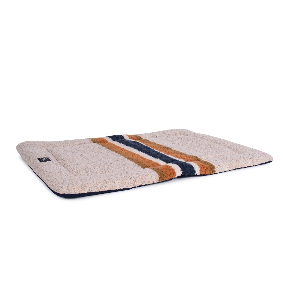 Shinola Brand Stripe Comfort Cushion Berber Dog Bed – Oatmeal | Reversible Plush Dog Mat with Recycled Fill