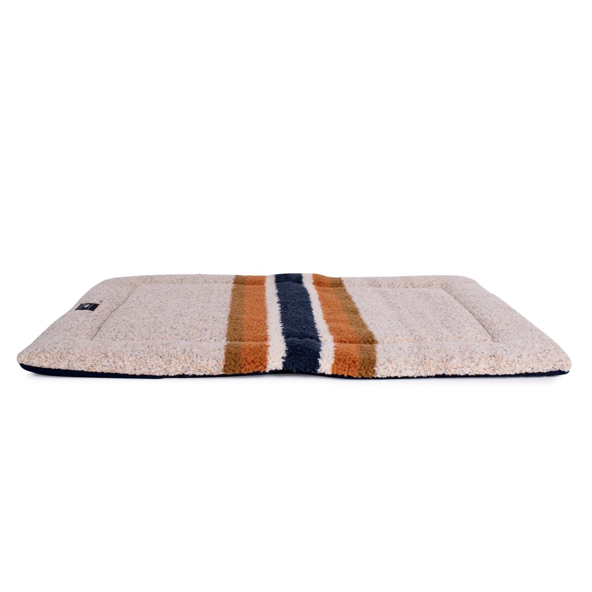 Shinola Brand Stripe Comfort Cushion Berber Dog Bed – Oatmeal | Reversible Plush Dog Mat with Recycled Fill