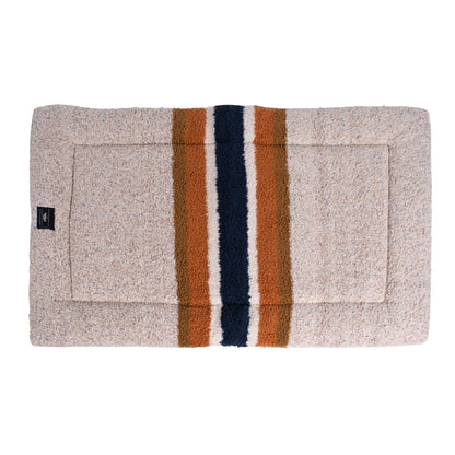 Shinola Brand Stripe Comfort Cushion Berber Dog Bed – Oatmeal | Reversible Plush Dog Mat with Recycled Fill