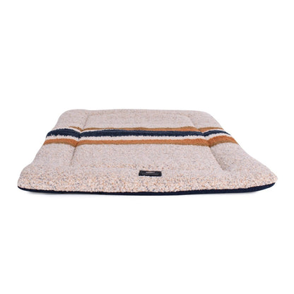Shinola Brand Stripe Comfort Cushion Berber Dog Bed – Oatmeal | Reversible Plush Dog Mat with Recycled Fill