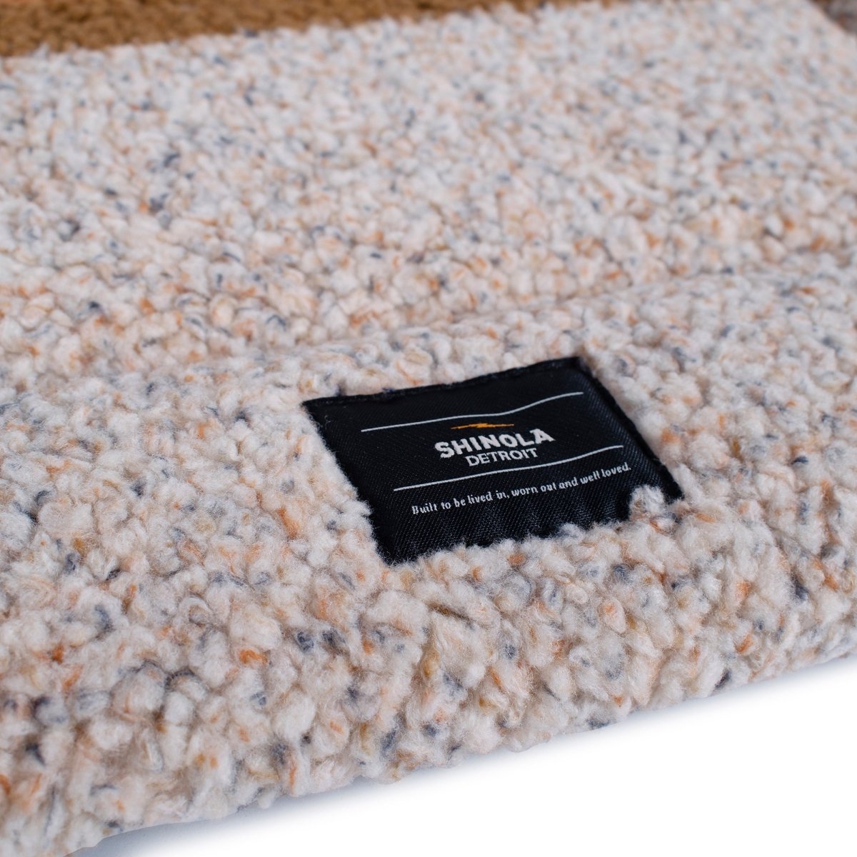 Shinola Brand Stripe Comfort Cushion Berber Dog Bed – Oatmeal | Reversible Plush Dog Mat with Recycled Fill